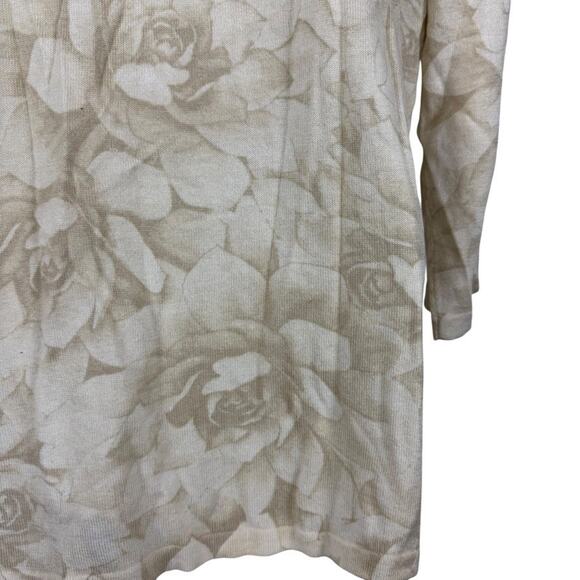 J Jill Silk Cotton Cashmere Blend Beige Ivory Floral Lightweight Sweater sz XL - Picture 11 of 16